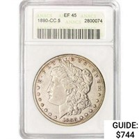 1890-CC Morgan Silver Dollar ANACS EF45