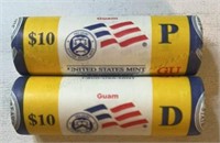 (2) Rolls PD Guam Quarters Bank Mint rolled