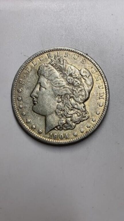 1904 Morgan silver dollar