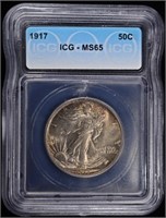 1917 WALKING LIBERTY HALF DOLLAR ICG MS65