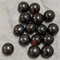 Group of Vintage Black Glass Marbles