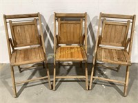 (3) Vintage Folding Wood Chairs