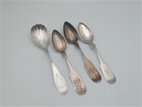 4 1800's G.W Webb Spoons Griffith Baltimore Coin