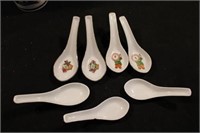 Group Of (7) Porcelain Soup Spoons