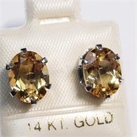 14K White Gold, Citrine Earrings