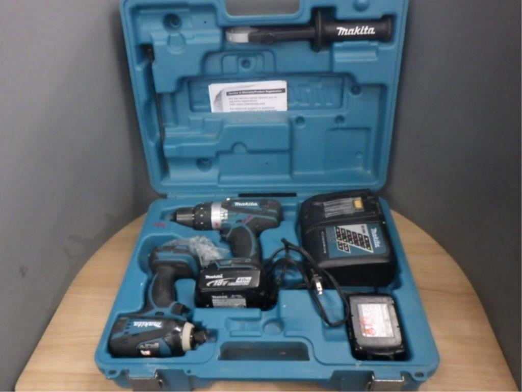 2PC MAKITA DRILL GUN SET W/ ACCCESSORIES