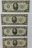 Seven 1934 Twenty Dollar Federal Reserve Notes