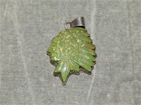 Green Turquois Indian Head pendant on sterling sir