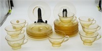 Fostoria Fairfax Yellow Cups, Saucers & Plates