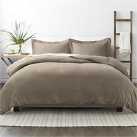 Performance Taupe King 3-Piece Duvet Cover Set
