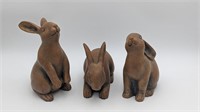 CLAY BUNNIES ONE WITH A CHIPPED EAR