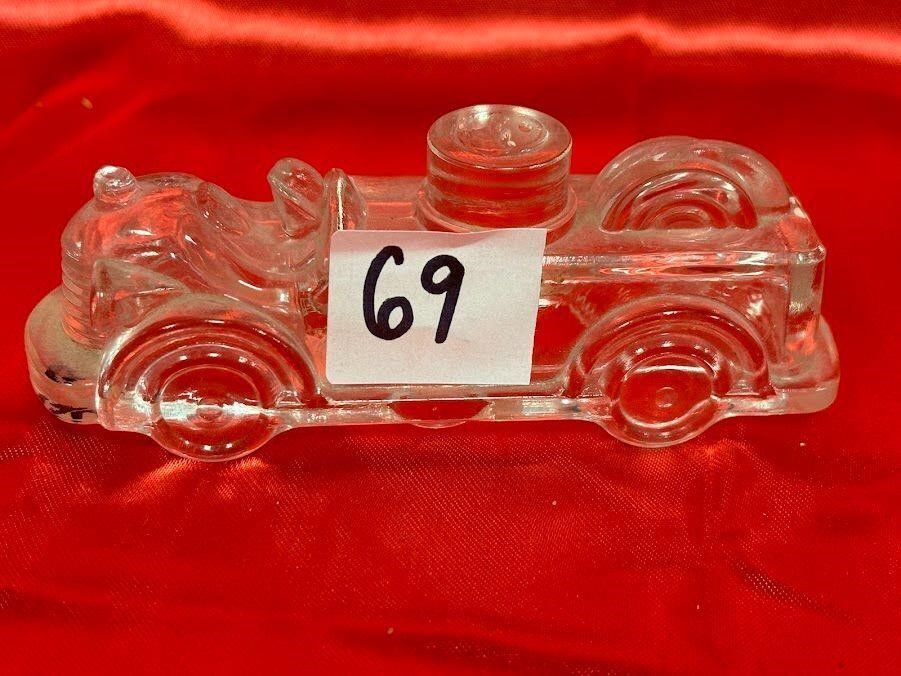 Vintage Glass candy container, glass car