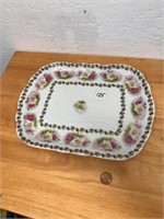 Vintage 8" x11" Ceramice Floral Tray