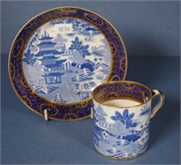 Spode 'Temple' pattern coffee cup & saucer
