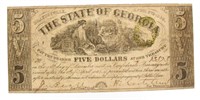 1864 State of Georgia $5 Confederate Currency Note