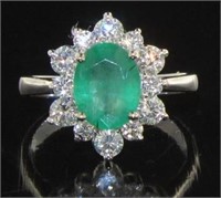 14kt Gold 3.30 ct Oval Emerald & Diamond Ring