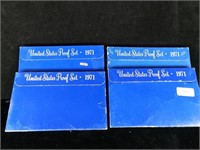 (4) 1971 US Proof Sets Black Case Original Boxes