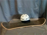Skateboard deck and helmet