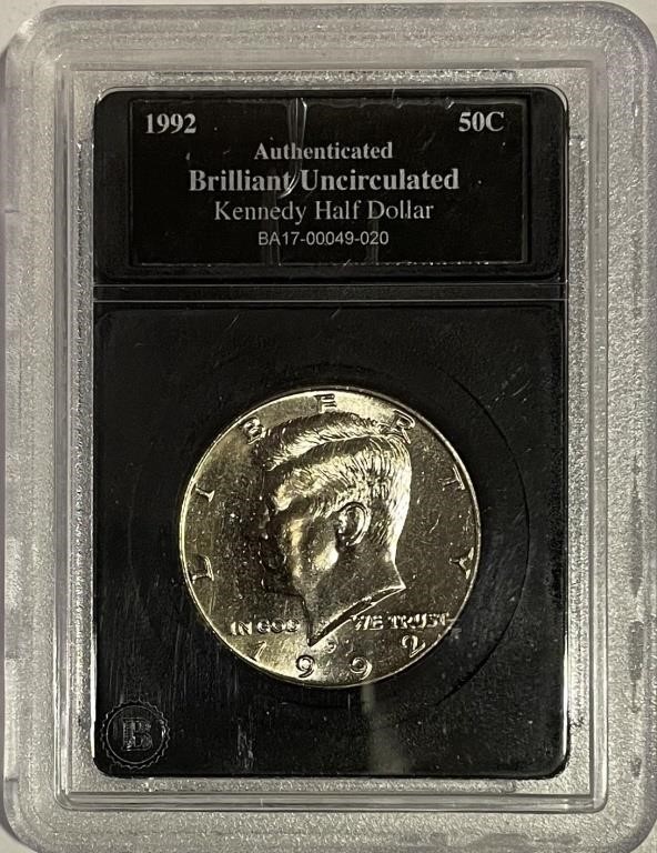 US Certified BU 1992P Kennedy Half Dollar