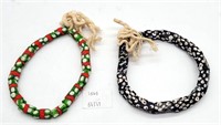 African Trade Beads - Black & White, Red & Green B