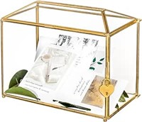 NCYP Small Gold Glass Card Box with Slot for Weddi