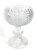 Fine Cut Glass Punch Bowl w Pedestal Foot 17" T
