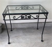 Wrought Iron Patio Table with Glass Top