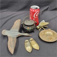 Vintage Brass and Iron mini kettle brass Goose