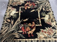 Country Collection Black & Gold Rug w/ Chickens