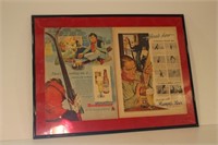 Vintage magazine ads framed