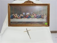 "Last Supper" Framed Print & Metal Cross