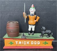 (W) Vintage Cast Iron “Trick Dog” Coin Bank.