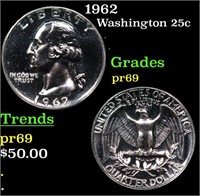 Proof 1962 Washington Quarter 25c Graded pr69