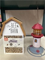 Lighthouse humming bird feeder and Bee Barn