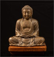 Vintage Solid Brass Seated Buddha Statue