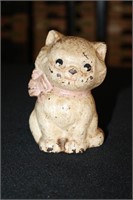 Cast iron cat with pink collar bank