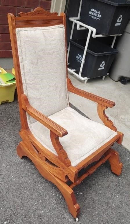 Wooden Upholstred Fixed Position Rocker