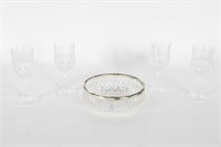 Crystal Sherry Stemware, Silver Rimmed Bowl