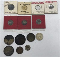 Assorted Coins And Tokens Foreign & Domestic *read