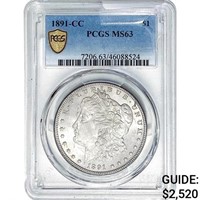 1891-CC Morgan Silver Dollar PCGS MS63