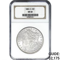 1885-CC Morgan Silver Dollar NGC MS63