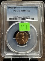 1959-D PCGS MS66RD GRADED MEMORIAL PENNY CENT