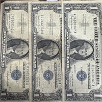 LOT OF 3 $1 SILVER CERTIFICATES