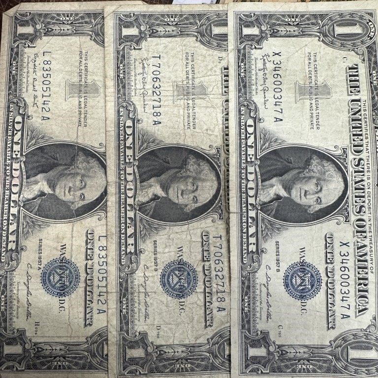 LOT OF 3 $1 SILVER CERTIFICATES