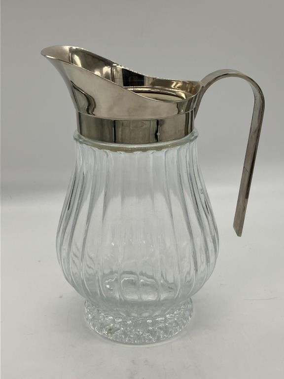 9.25" Vintage Godinger Silver & Glass Pitcher w/