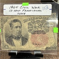1864 CIVIL WAR FRACTIONAL 10C NOTE