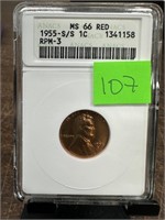 ANACS GRADED 1956-S/S MS66 RED RPM3 WHEAT CENT