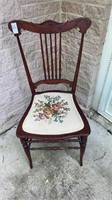 Victorian - needlepoint wooden chair - 17 inches