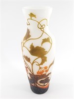 Cameo, art nouveau, glass vase approx. 15" tall.