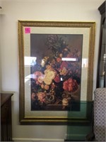 Large framed wall print under glass